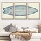 Surfboard Wall Decor 3 Pieces Blue Watercolor Line Surfboard Canvas Painting Prints Wall Art Poster Sea and Surf Pictures for Beach House Living Room Bedroom Decor 12x16 inch No Frame